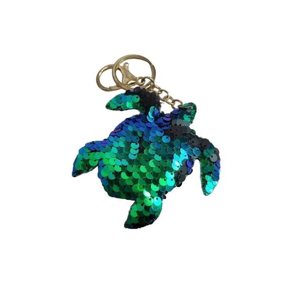 Flip Sequin Sea Turtle Keychain - Picture 1 of 2